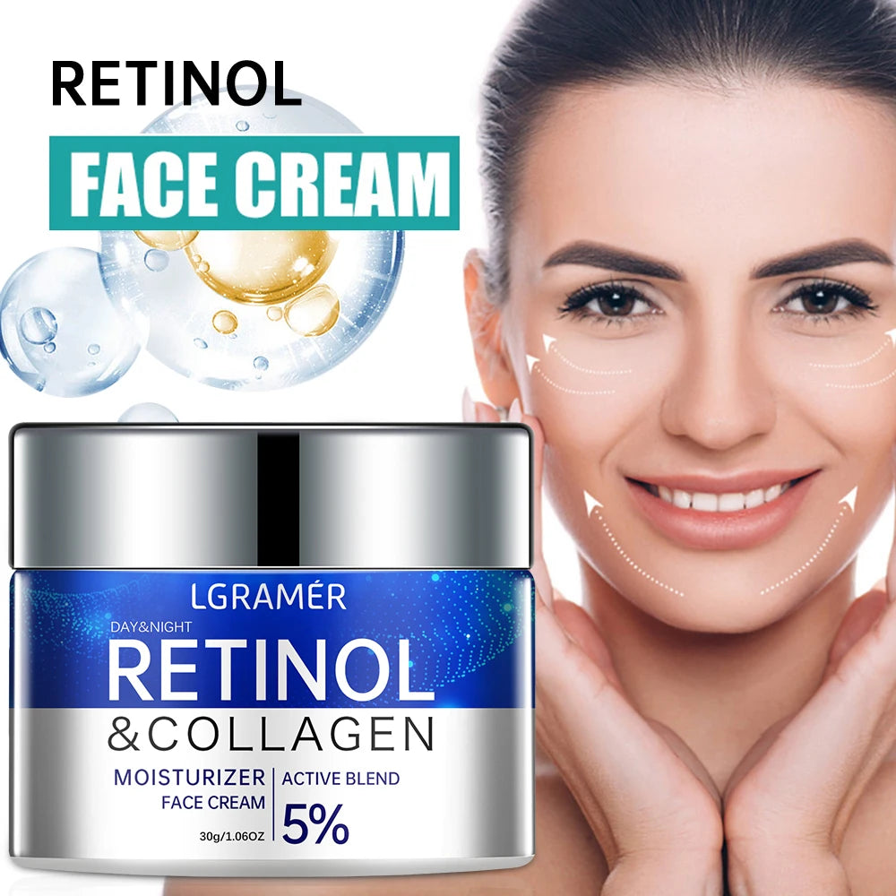 Crème Visage Rétinol LGRAMER – Anti-rides, Raffermissante & Éclat 30g/60g