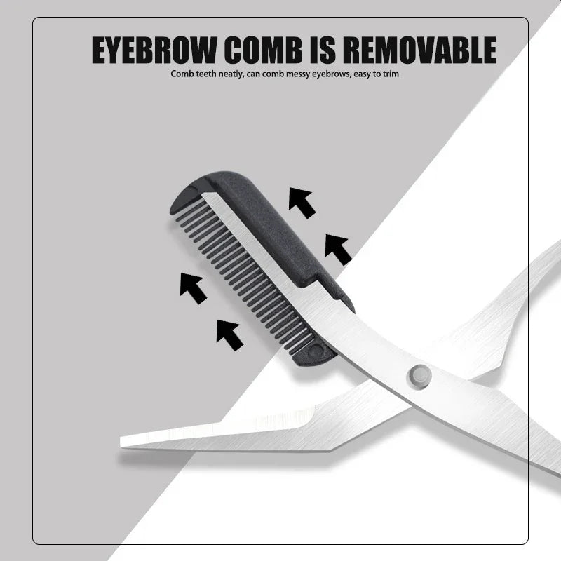 Ciseaux à Sourcils avec Peigne – Accessoires Maquillage en Acier Inoxydable pour Femmes