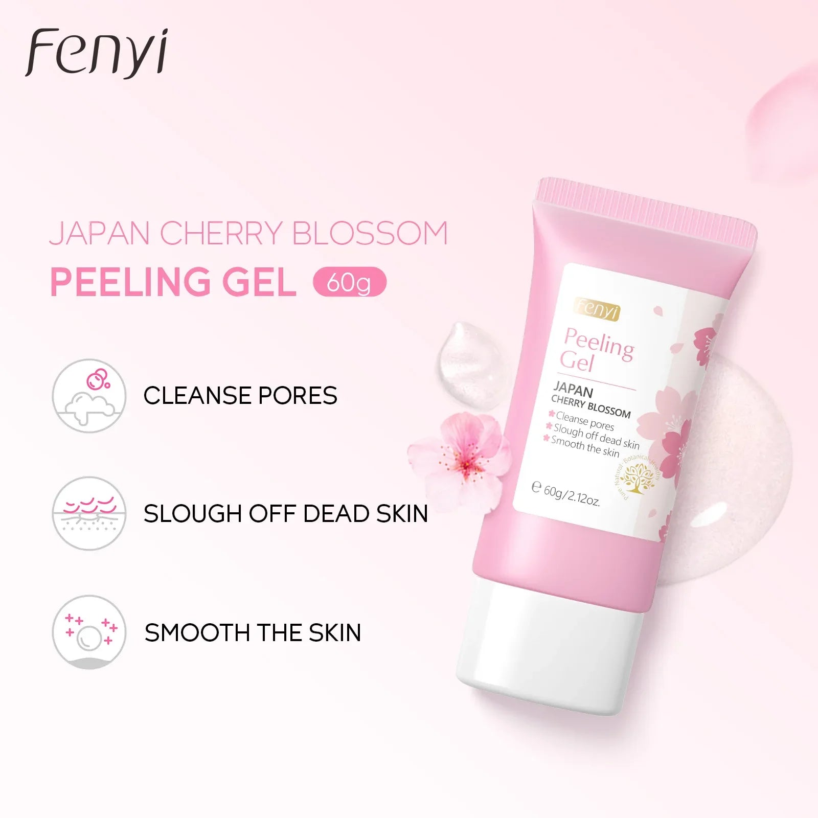 Gel Exfoliant Visage Sakura FENYI – Soin Nettoyant & Hydratant 60g