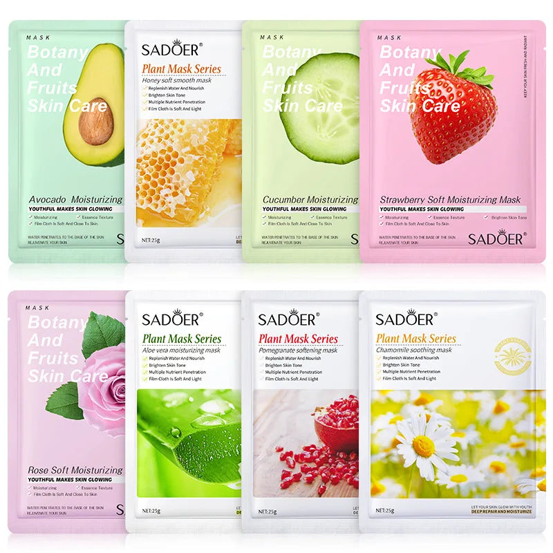 Masque Visage Plantes Naturelles – Lot de 8 Pièces Hydratant & Éclat
