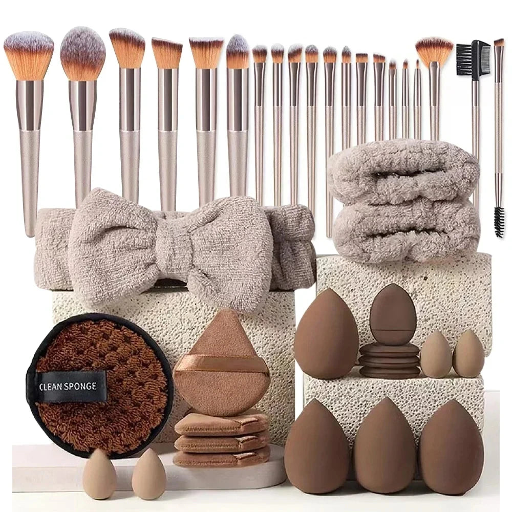 Kit Maquillage Complet 33 Pièces – Éponges & Pinceaux pour Application Parfaite