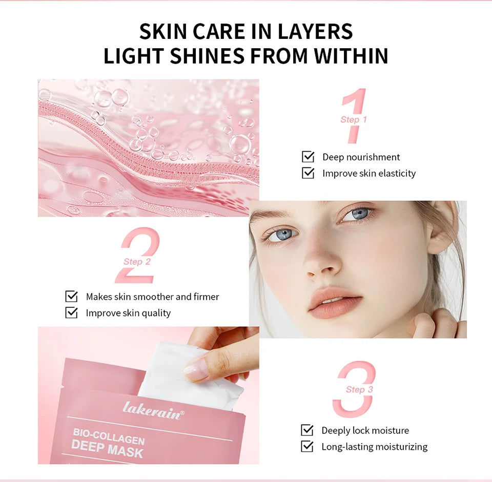Masque Visage Bio-Collagène Profond – Soin Raffermissant & Hydratant 12 Pièces