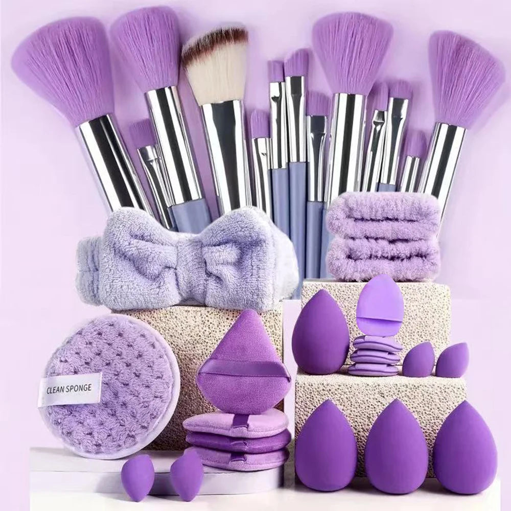 Kit Maquillage Complet 33 Pièces – Éponges & Pinceaux pour Application Parfaite