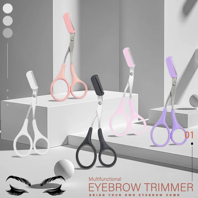 Ciseaux à Sourcils avec Peigne – Accessoires Maquillage en Acier Inoxydable pour Femmes
