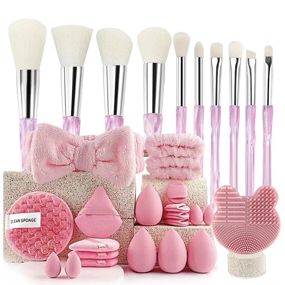 Kit Maquillage Complet 33 Pièces – Éponges & Pinceaux pour Application Parfaite