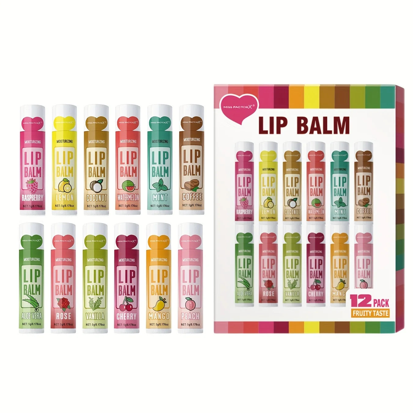 Coffret Cadeau 12 Baumes à Lèvres – Soin Hydratant Lèvres Homme & Femme