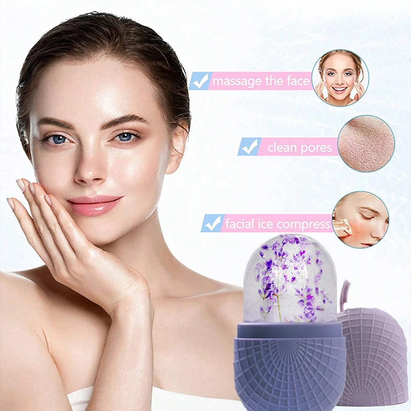Rouleau de Glace Visage & Yeux – Massage Facial Silicone Réutilisable Anti-Fuites