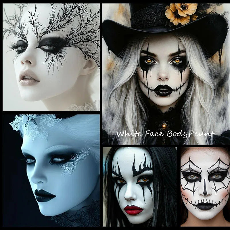 Fond de Teint Liquide Blanc, Couvrance Totale Longue Durée, Formule Crémeuse pour Maquillage Gothique, Cosplay, Fini Mat