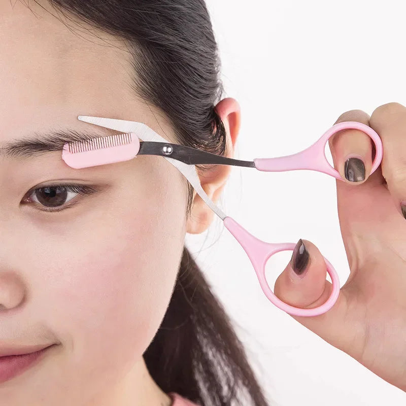 Ciseaux à Sourcils avec Peigne – Accessoires Maquillage en Acier Inoxydable pour Femmes