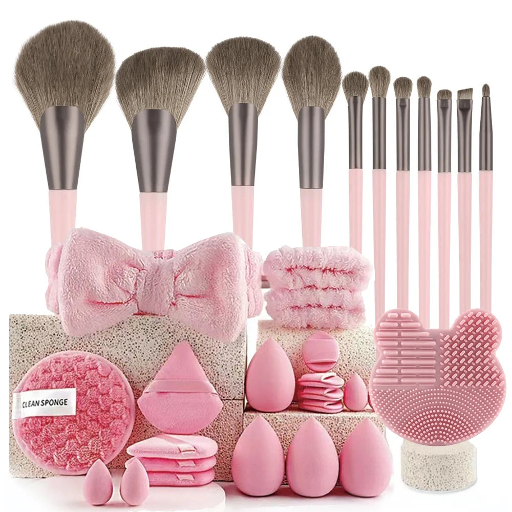 Kit Maquillage Complet 33 Pièces – Éponges & Pinceaux pour Application Parfaite