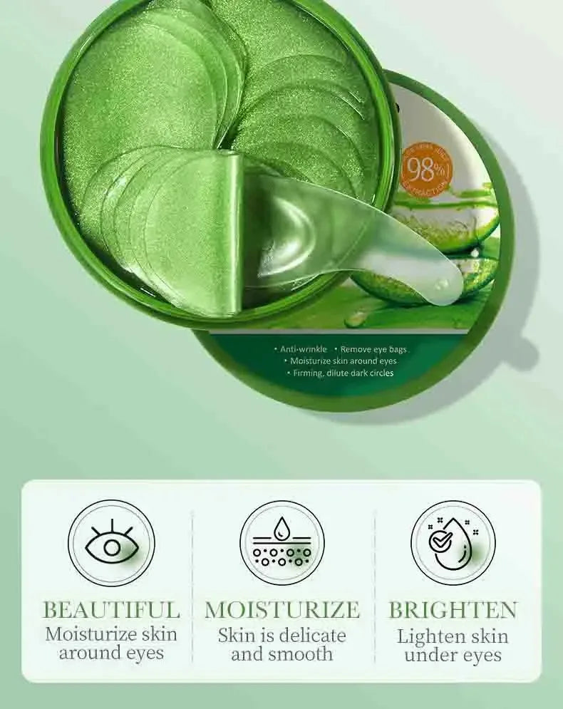 Masque Yeux Aloé Vera & Collagène – 60 Pièces (30 Paires) Anti-Cernes & Hydratant