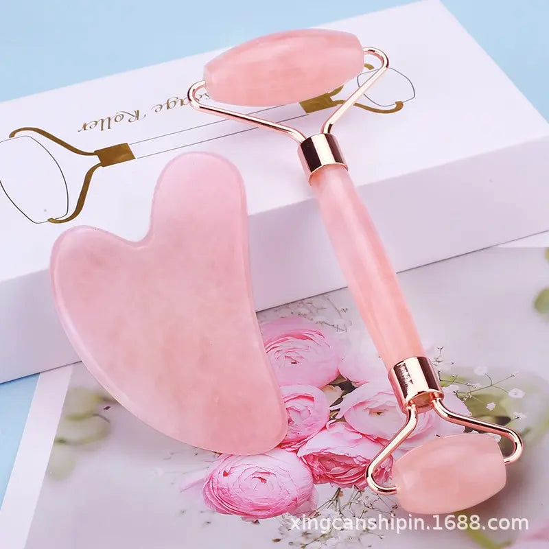 Rouleau Gua Sha Rose – Planche de Massage Facial Beauté (Non-Jade)