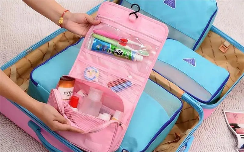 Trousse de Maquillage Voyage Femme – Pochette Imperméable avec Crochet pour Toilettes & Cosmétiques