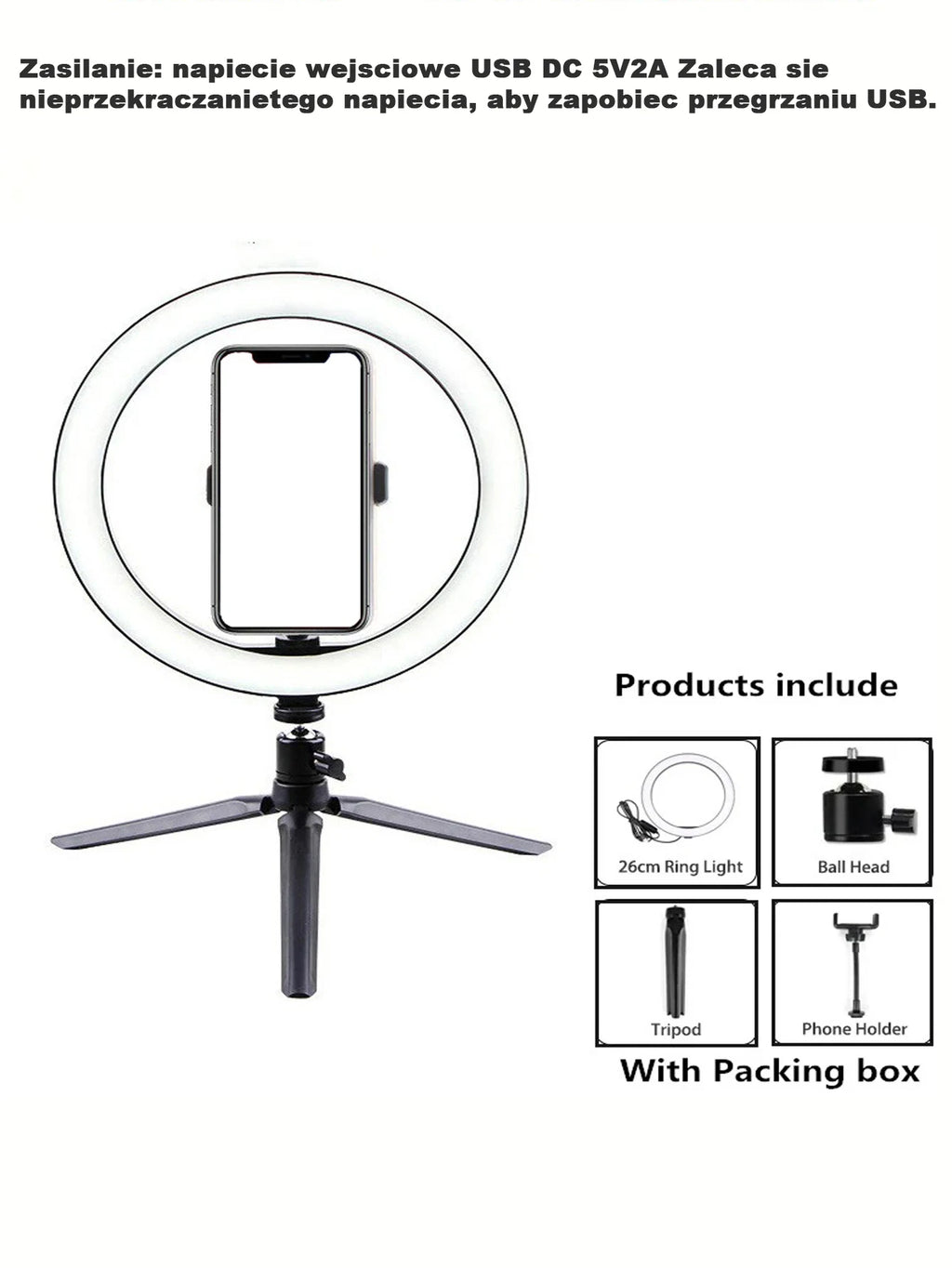 Anneau Lumineux 26 cm + Support Trépied pour Selfies et Photographie