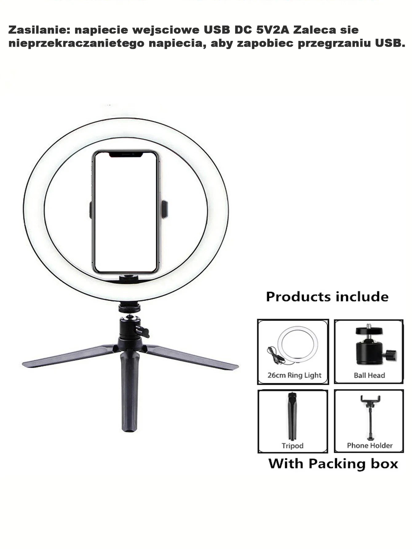 Anneau Lumineux 26 cm + Support Trépied pour Selfies et Photographie