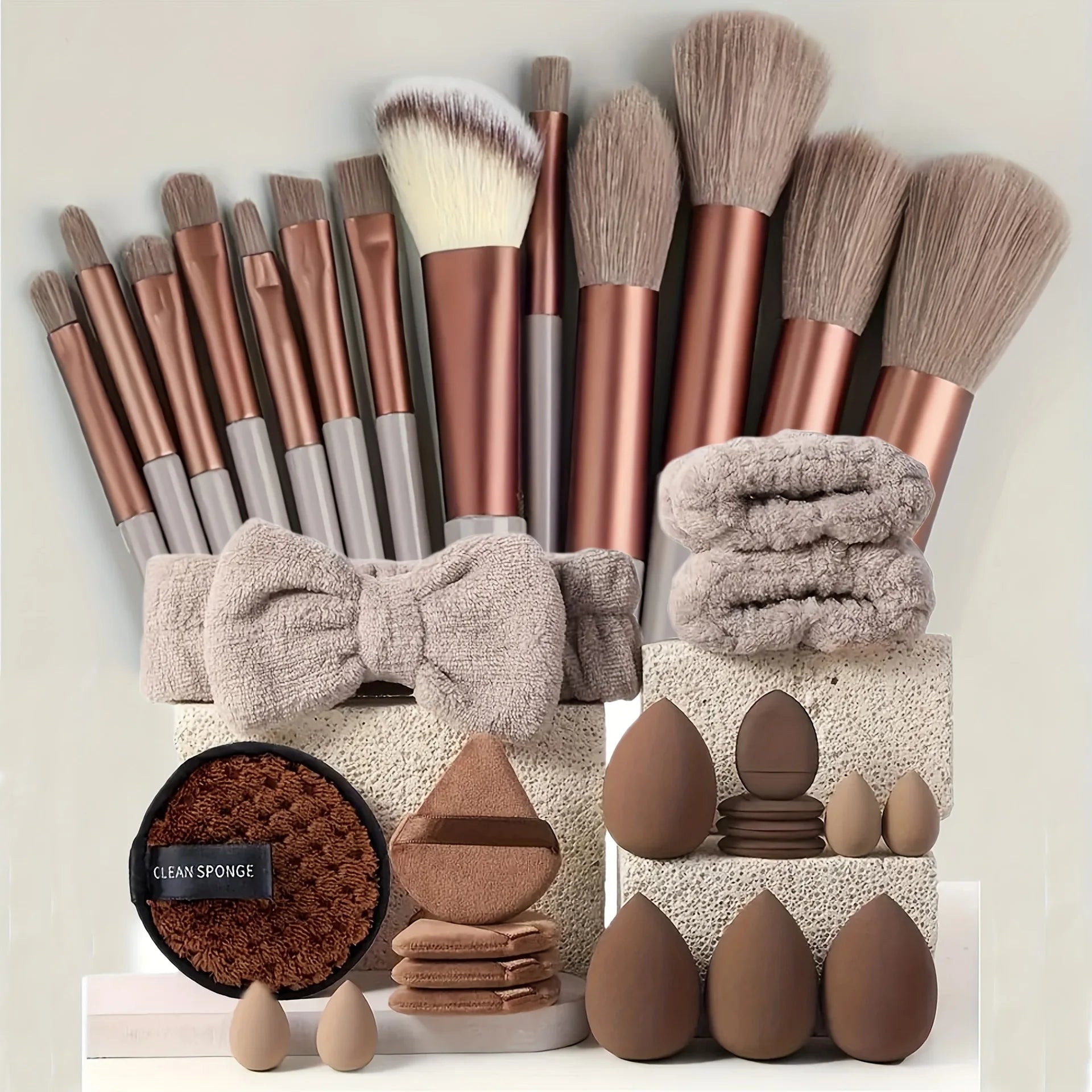 Kit Maquillage Complet 33 Pièces – Éponges & Pinceaux pour Application Parfaite