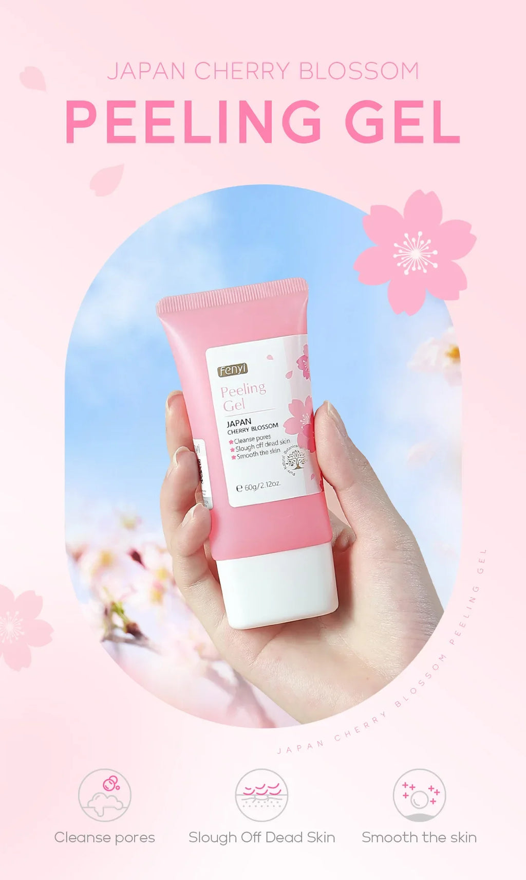 Gel Exfoliant Visage Sakura FENYI – Soin Nettoyant & Hydratant 60g