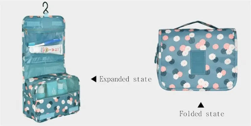 Trousse de Maquillage Voyage Femme – Pochette Imperméable avec Crochet pour Toilettes & Cosmétiques