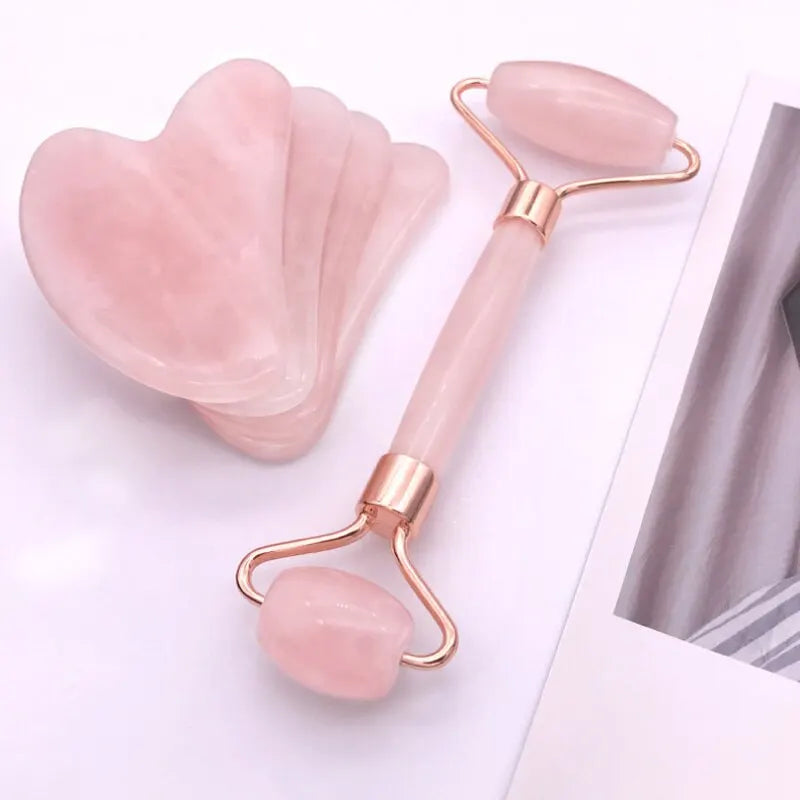 Rouleau Gua Sha Rose – Planche de Massage Facial Beauté (Non-Jade)