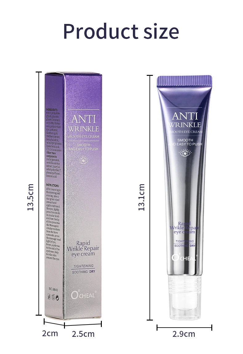 Crème Yeux Roller Massant O'CHEAL – Anti-rides, Anti-Cernes & Acide Hyaluronique 20g