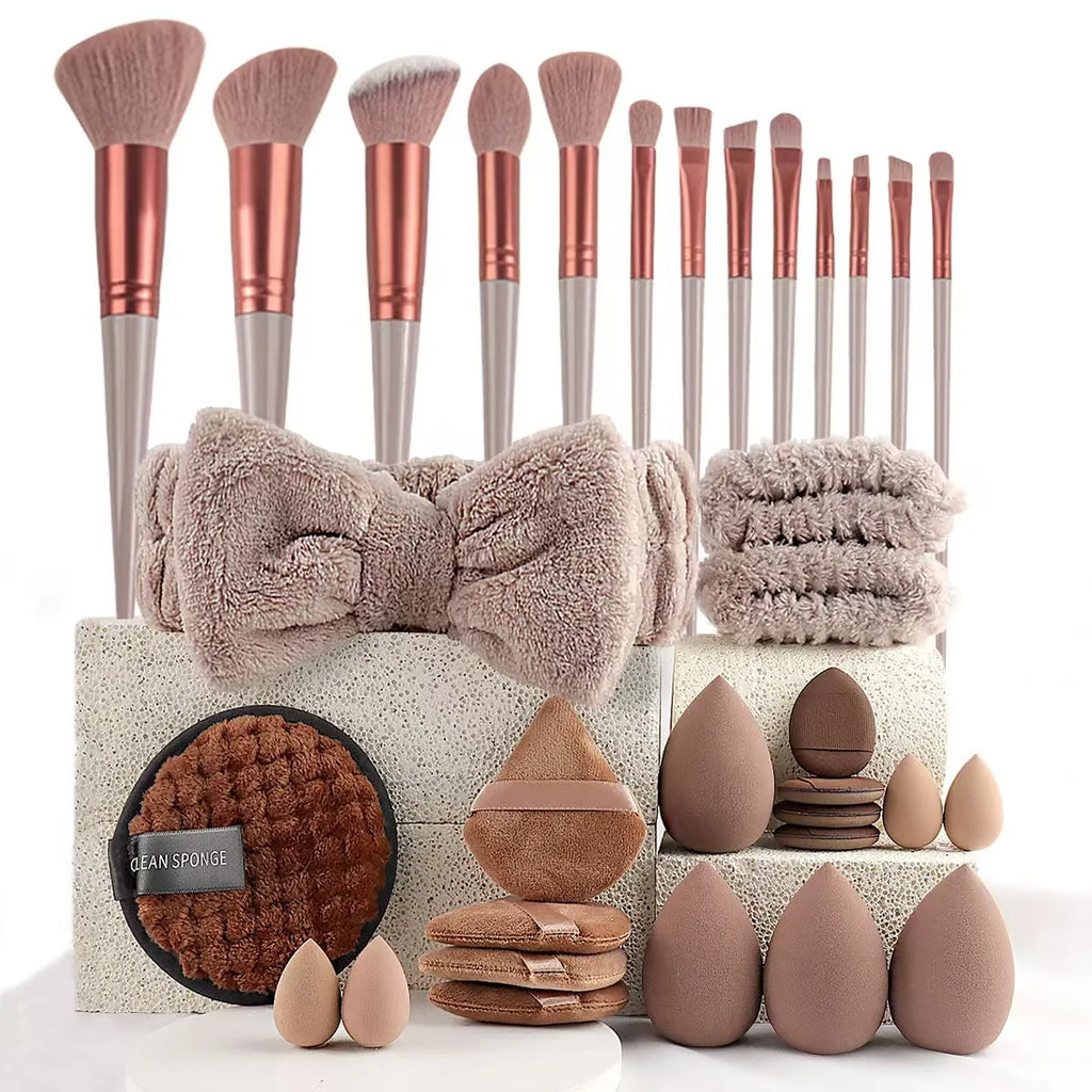 Kit Maquillage Complet 33 Pièces – Éponges & Pinceaux pour Application Parfaite