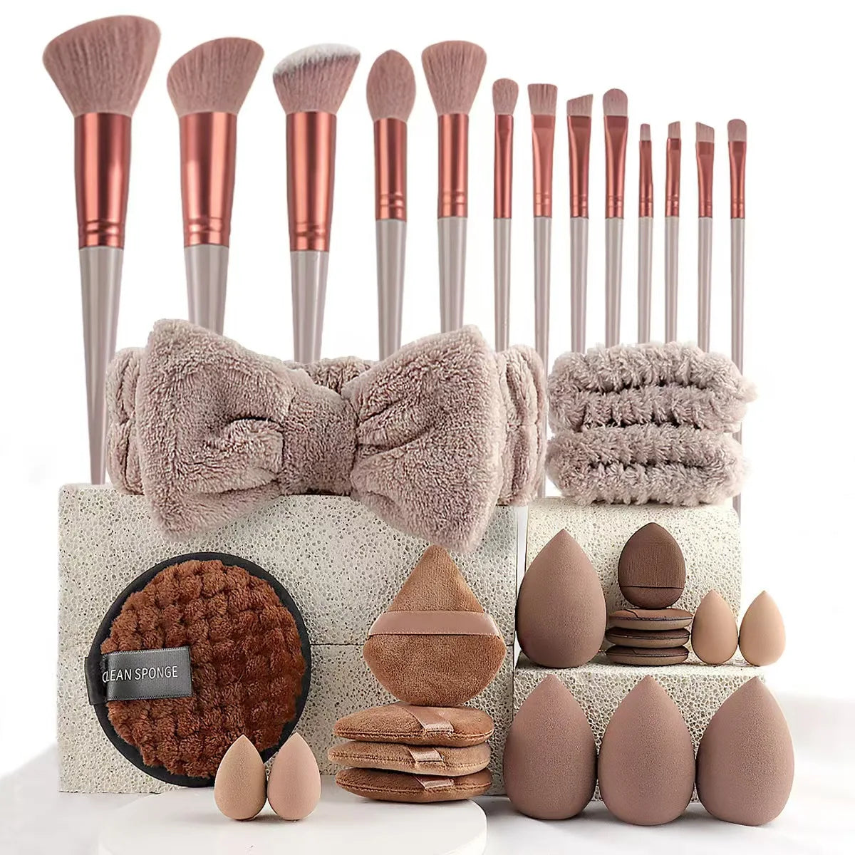 Kit Maquillage Complet 33 Pièces – Éponges & Pinceaux pour Application Parfaite