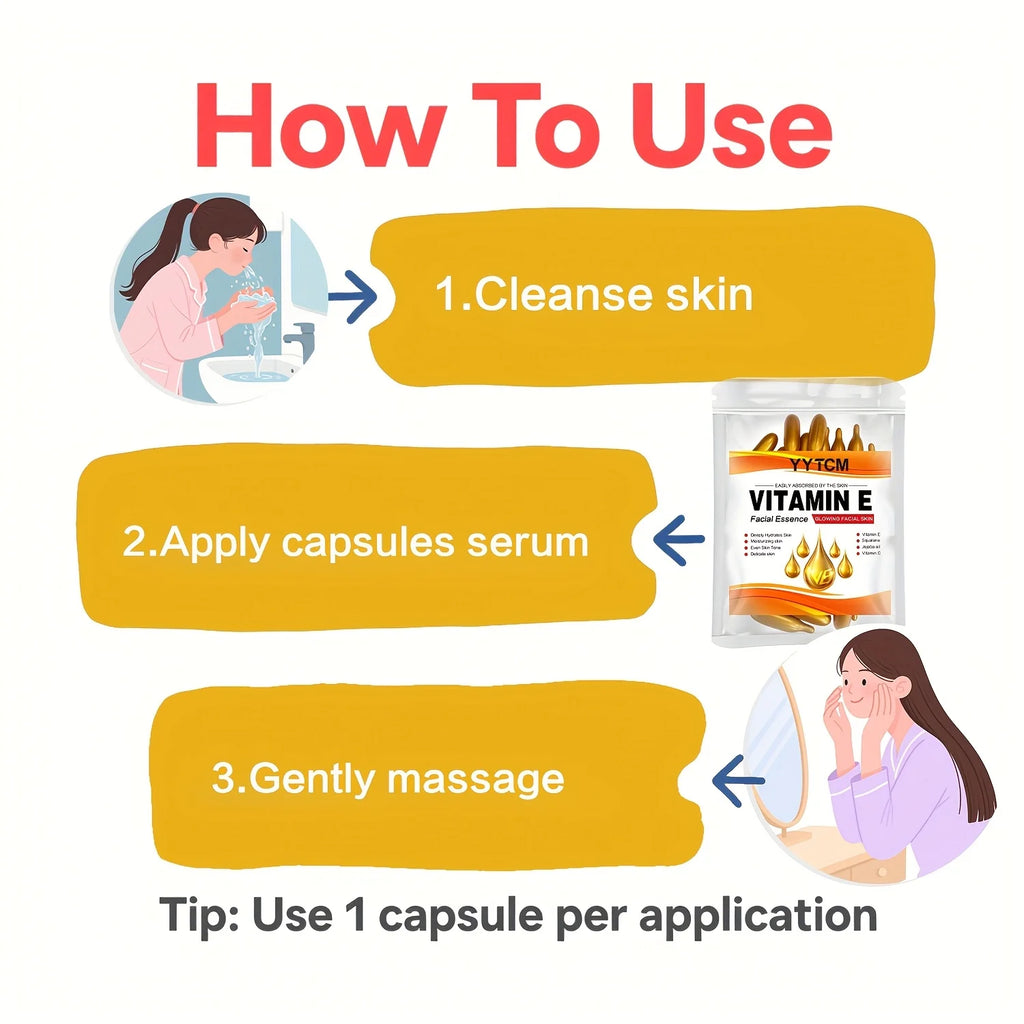 Capsules Essence Vitamine E – Hydratation Profonde & Anti-âge Visage & Corps