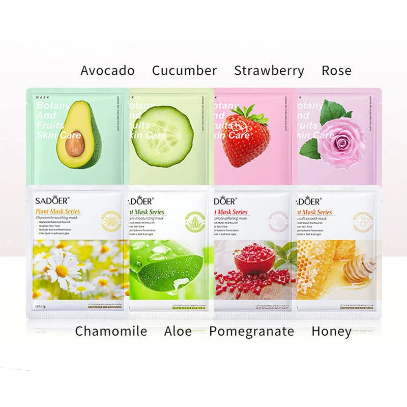 Masque Visage Plantes Naturelles – Lot de 8 Pièces Hydratant & Éclat