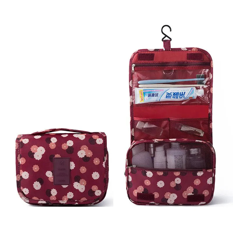 Trousse de Maquillage Voyage Femme – Pochette Imperméable avec Crochet pour Toilettes & Cosmétiques