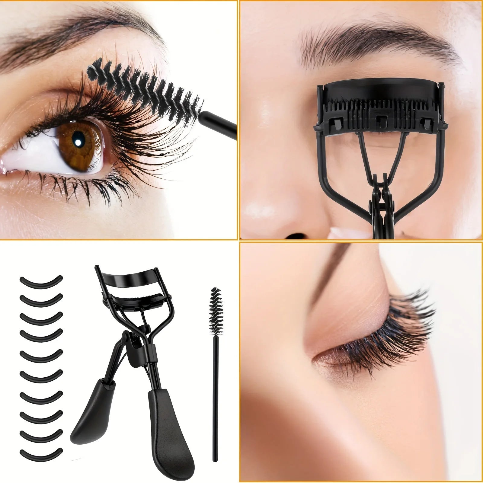 Recourbe-Cils Professionnel 11/16 Pièces avec 10 Recharges – Pince à Cils Longue Durée pour Femme