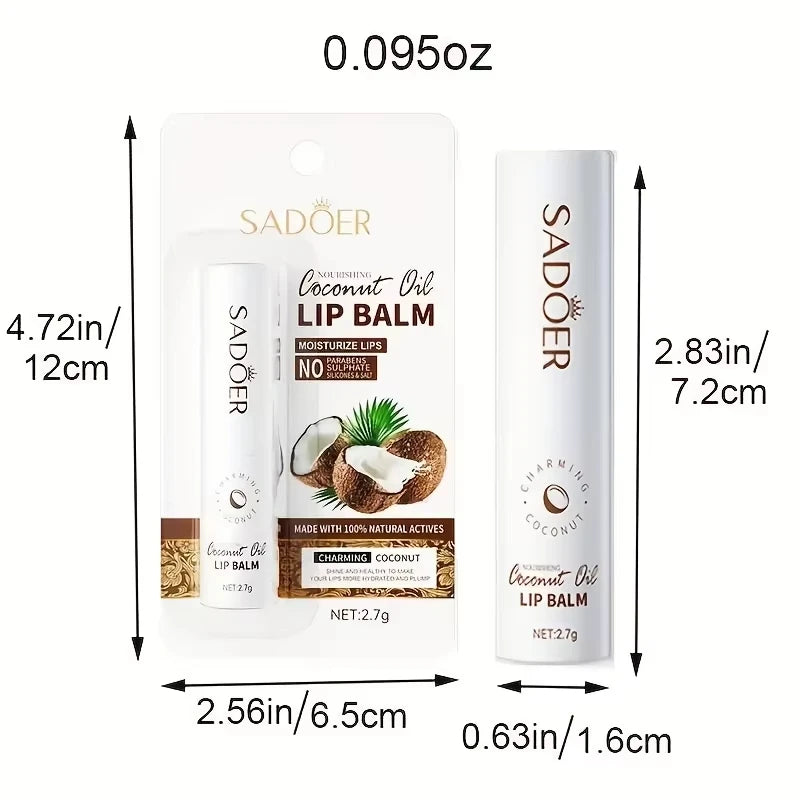 Baume à Lèvres Noix de Coco SADOER – Hydratation Longue Durée Homme & Femme