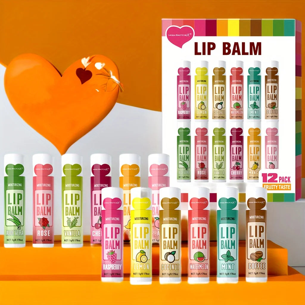 Coffret Cadeau 12 Baumes à Lèvres – Soin Hydratant Lèvres Homme & Femme