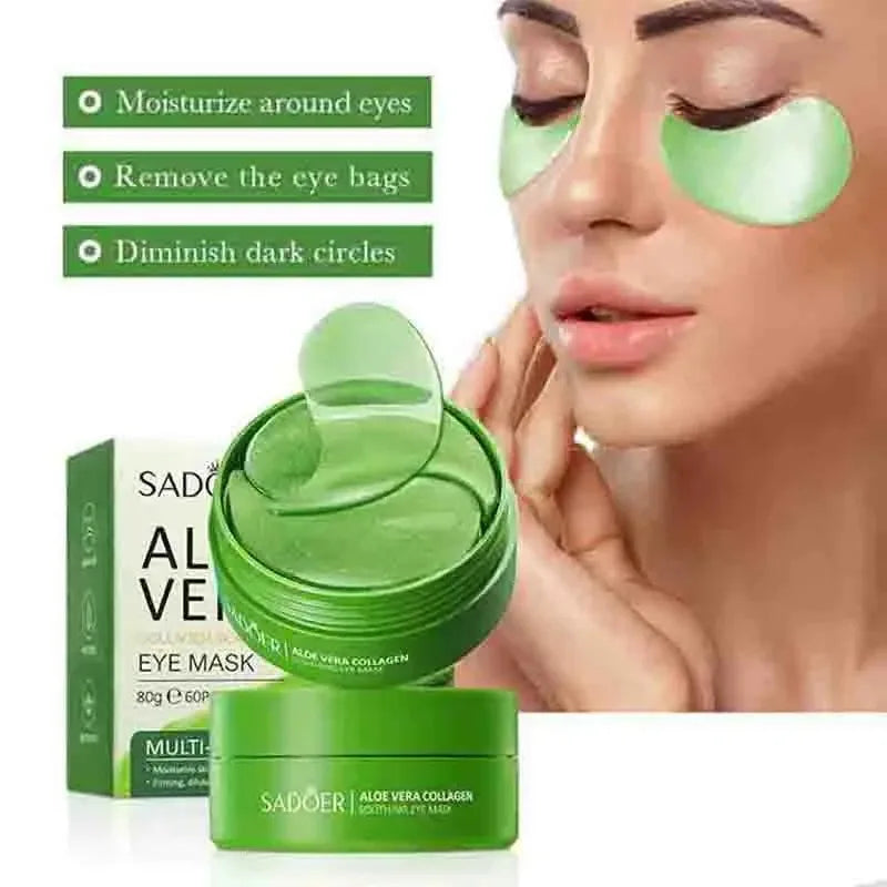 Masque Yeux Aloé Vera & Collagène – 60 Pièces (30 Paires) Anti-Cernes & Hydratant