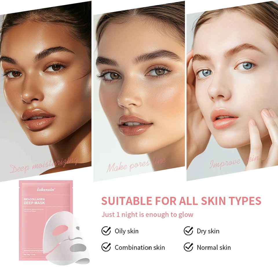 Masque Visage Bio-Collagène Profond – Soin Raffermissant & Hydratant 12 Pièces