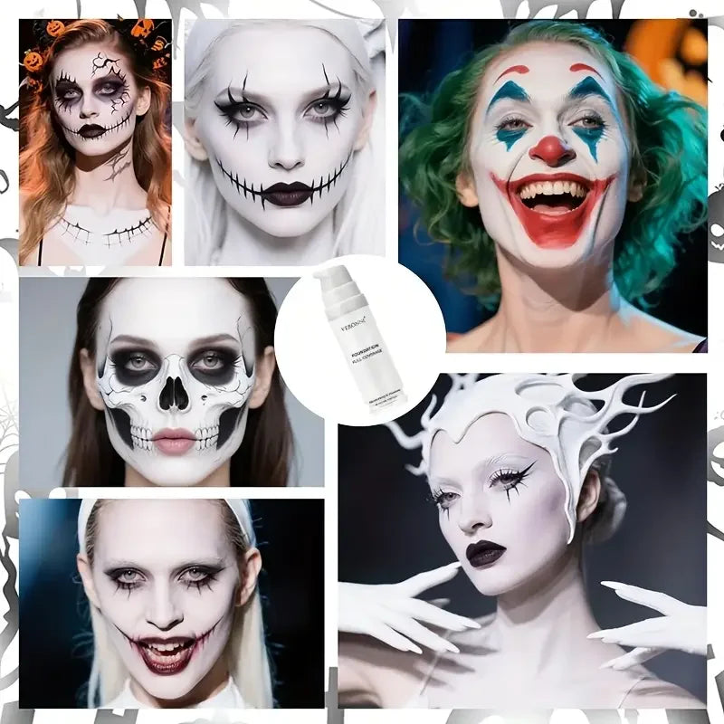 Fond de Teint Liquide Blanc, Couvrance Totale Longue Durée, Formule Crémeuse pour Maquillage Gothique, Cosplay, Fini Mat