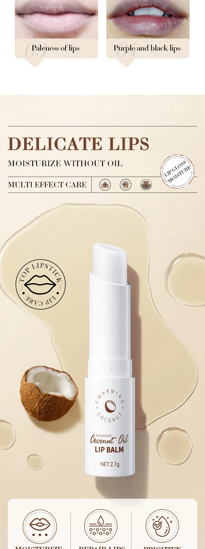 Baume à Lèvres Noix de Coco SADOER – Hydratation Longue Durée Homme & Femme