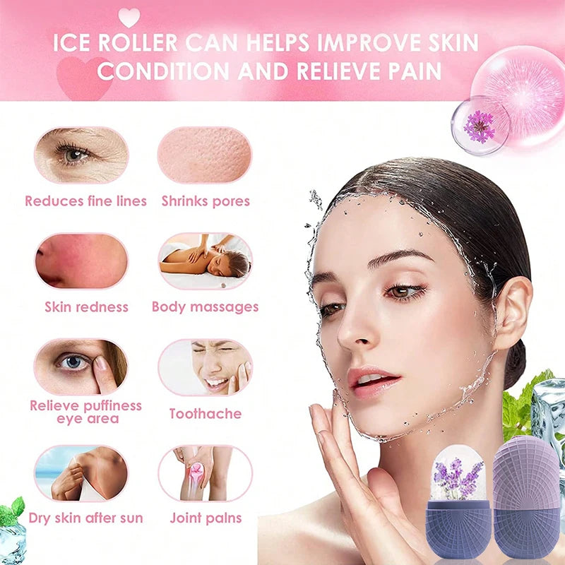 Rouleau de Glace Visage & Yeux – Massage Facial Silicone Réutilisable Anti-Fuites