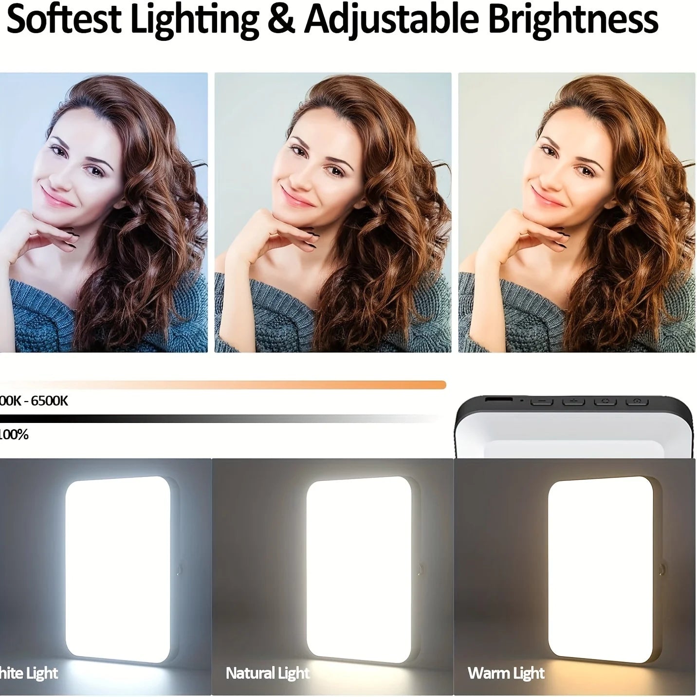 Lumière Selfie LED Magnétique Rechargeable – 3 Modes, 120 LEDs, Clip Universel pour Téléphone & Ordinateur