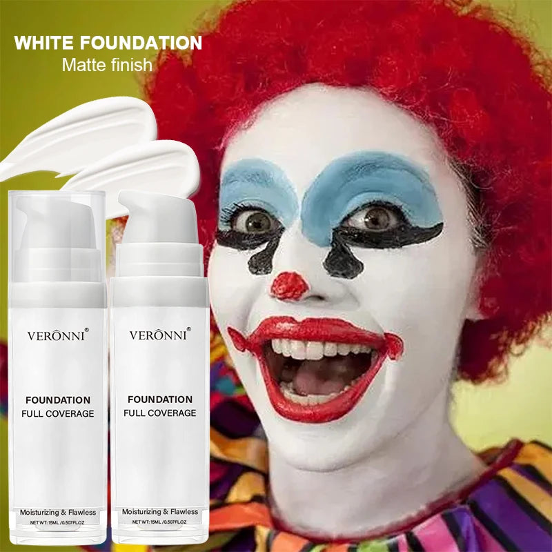 Fond de Teint Liquide Blanc, Couvrance Totale Longue Durée, Formule Crémeuse pour Maquillage Gothique, Cosplay, Fini Mat