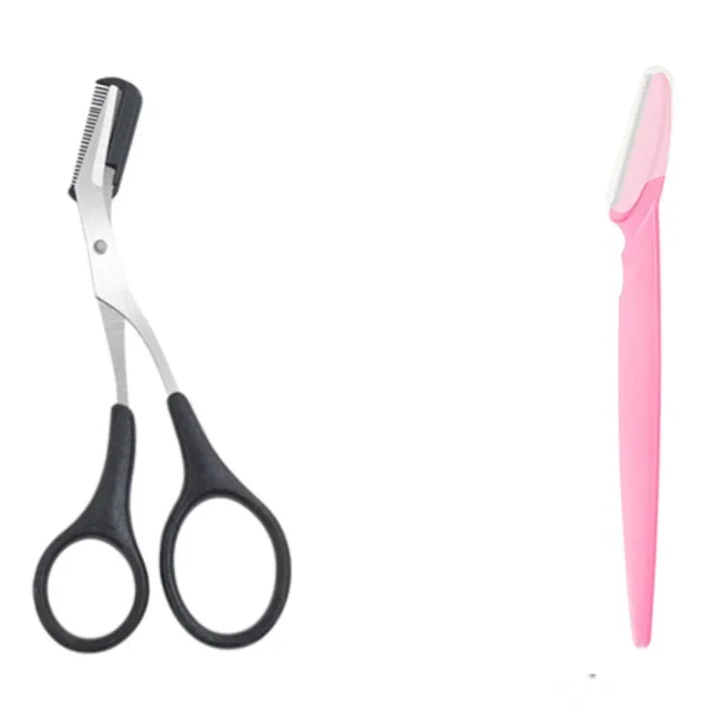 Ciseaux à Sourcils avec Peigne – Accessoires Maquillage en Acier Inoxydable pour Femmes
