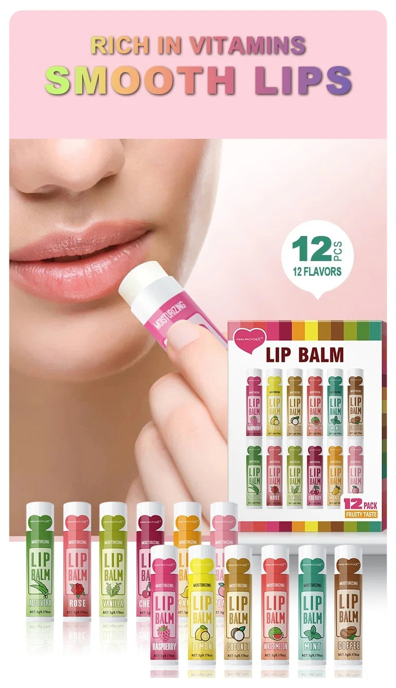 Coffret Cadeau 12 Baumes à Lèvres – Soin Hydratant Lèvres Homme & Femme
