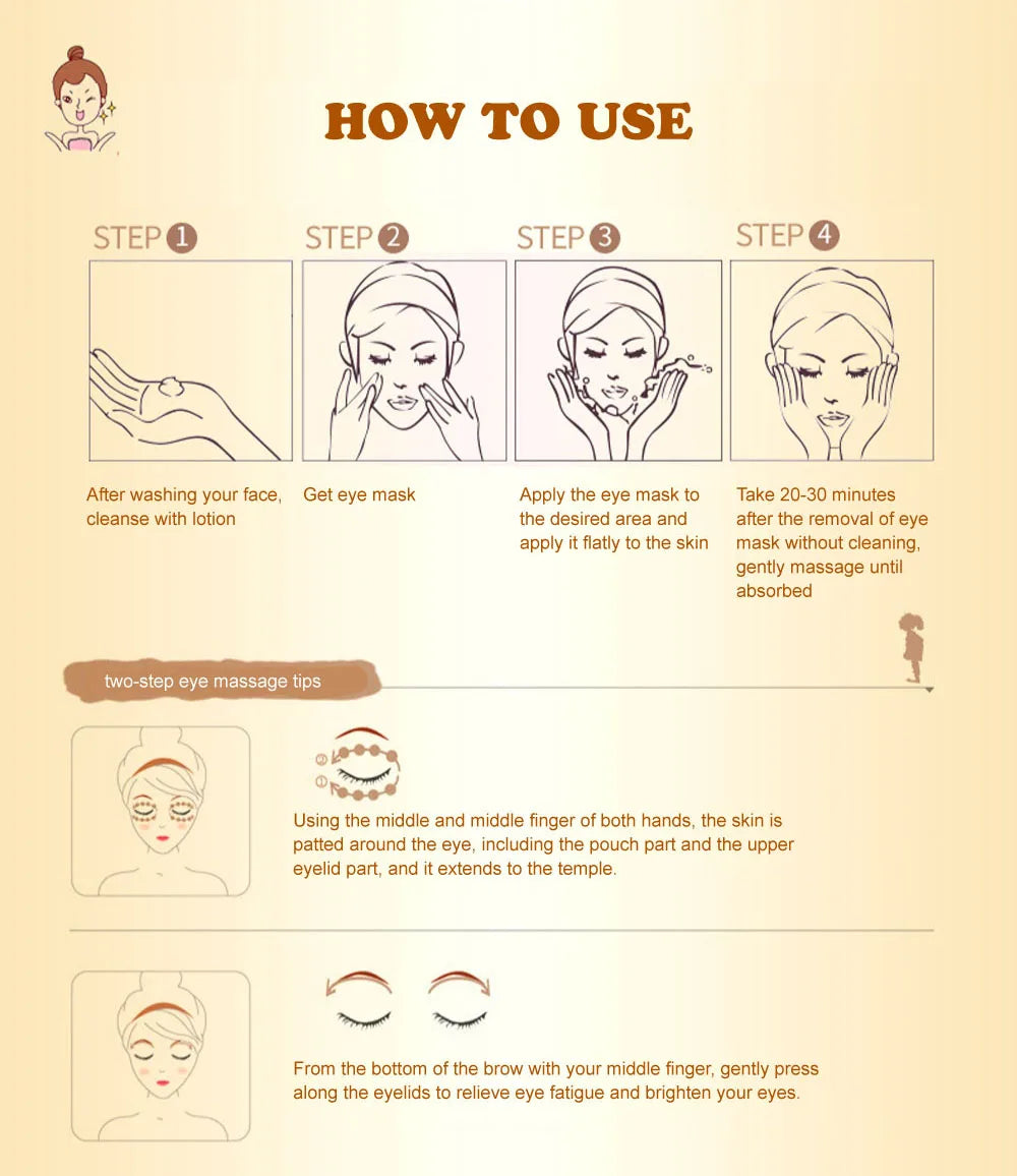 Masque Yeux Or & Collagène – 20 Pièces (10 Paires) Soin Raffermissant & Hydratant