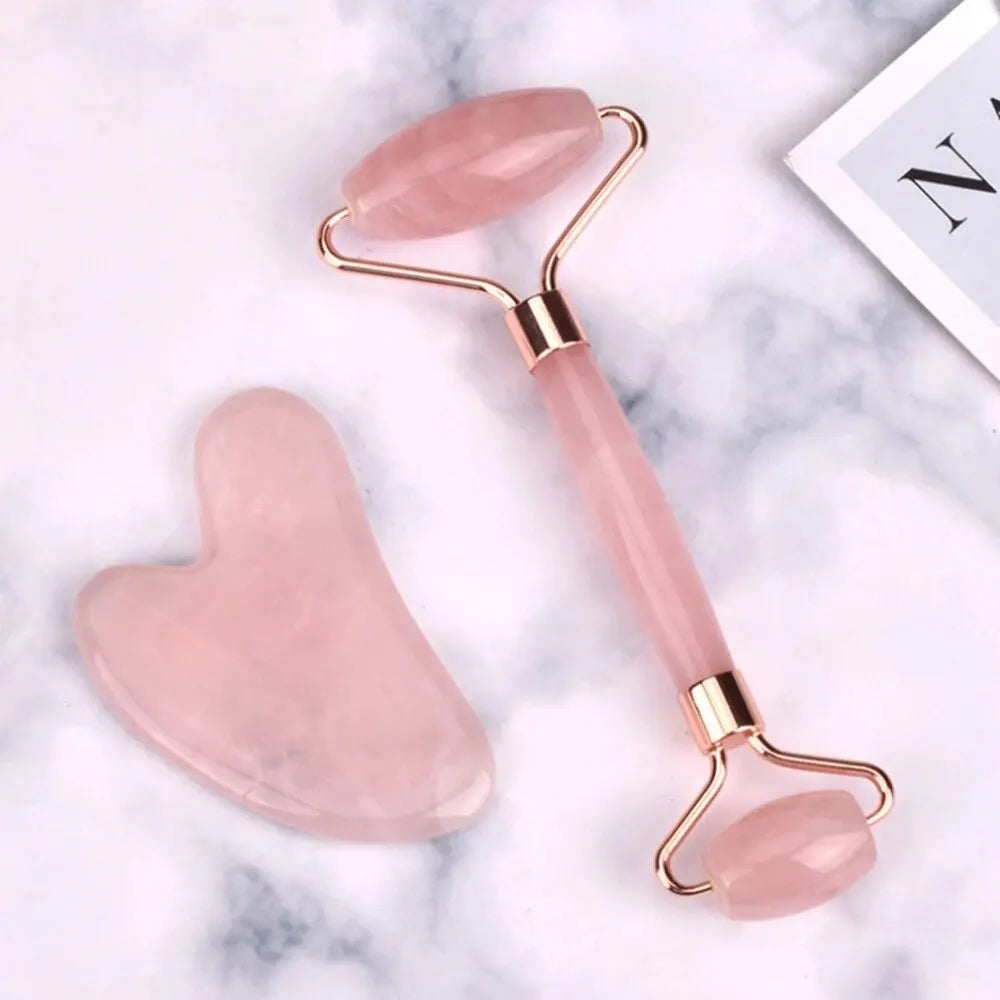 Rouleau Gua Sha Rose – Planche de Massage Facial Beauté (Non-Jade)
