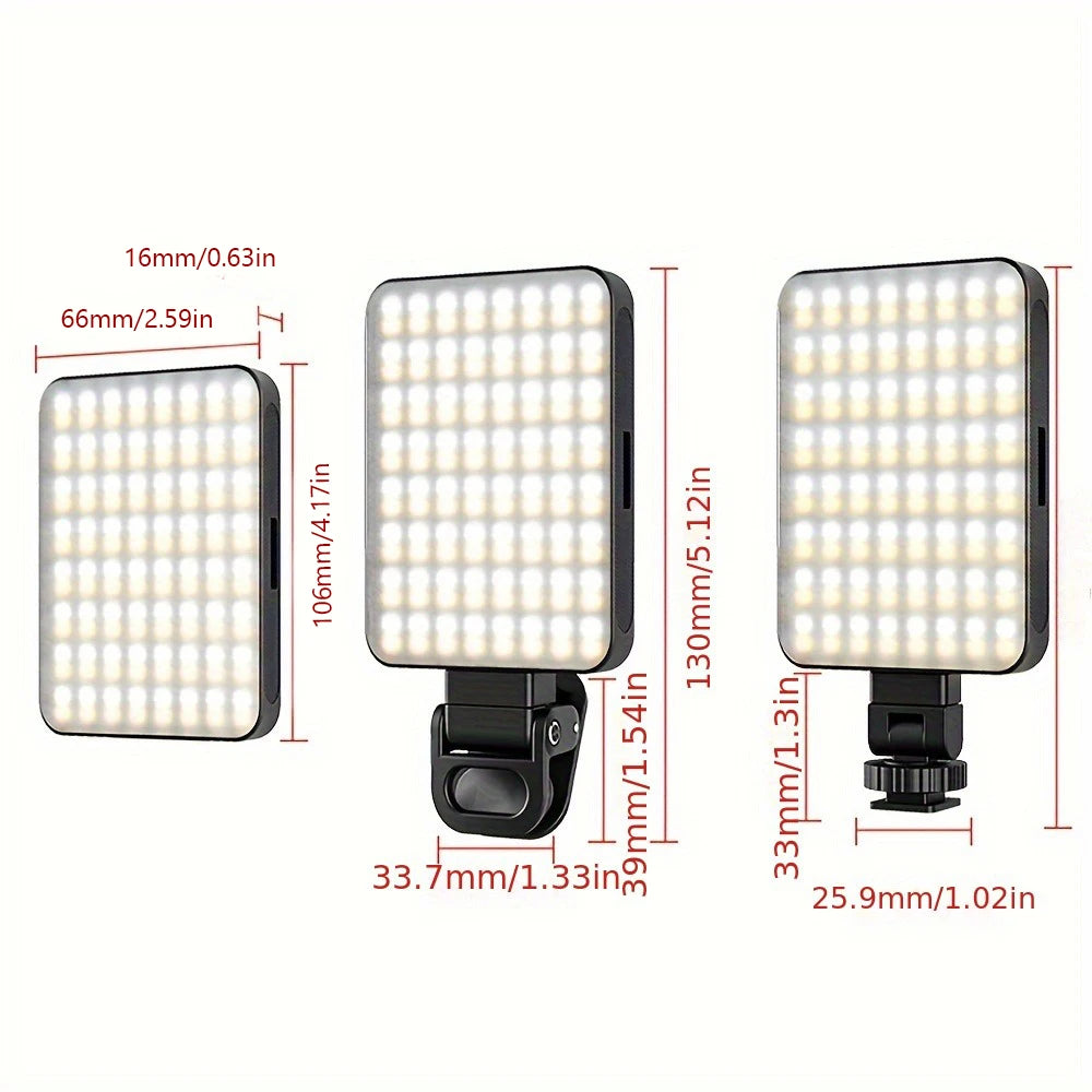 Lumière Selfie LED Magnétique Rechargeable – 3 Modes, 120 LEDs, Clip Universel pour Téléphone & Ordinateur