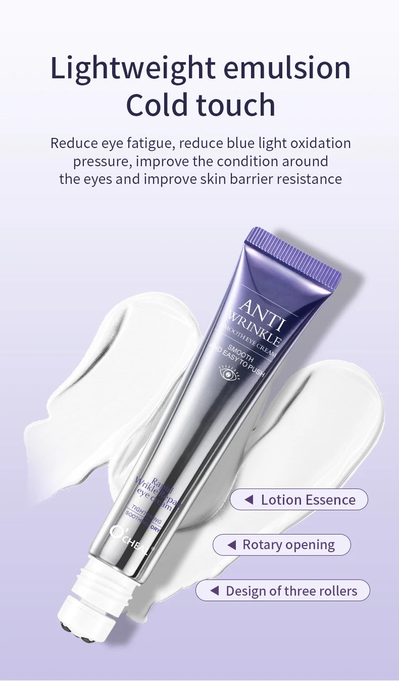 Crème Yeux Roller Massant O'CHEAL – Anti-rides, Anti-Cernes & Acide Hyaluronique 20g