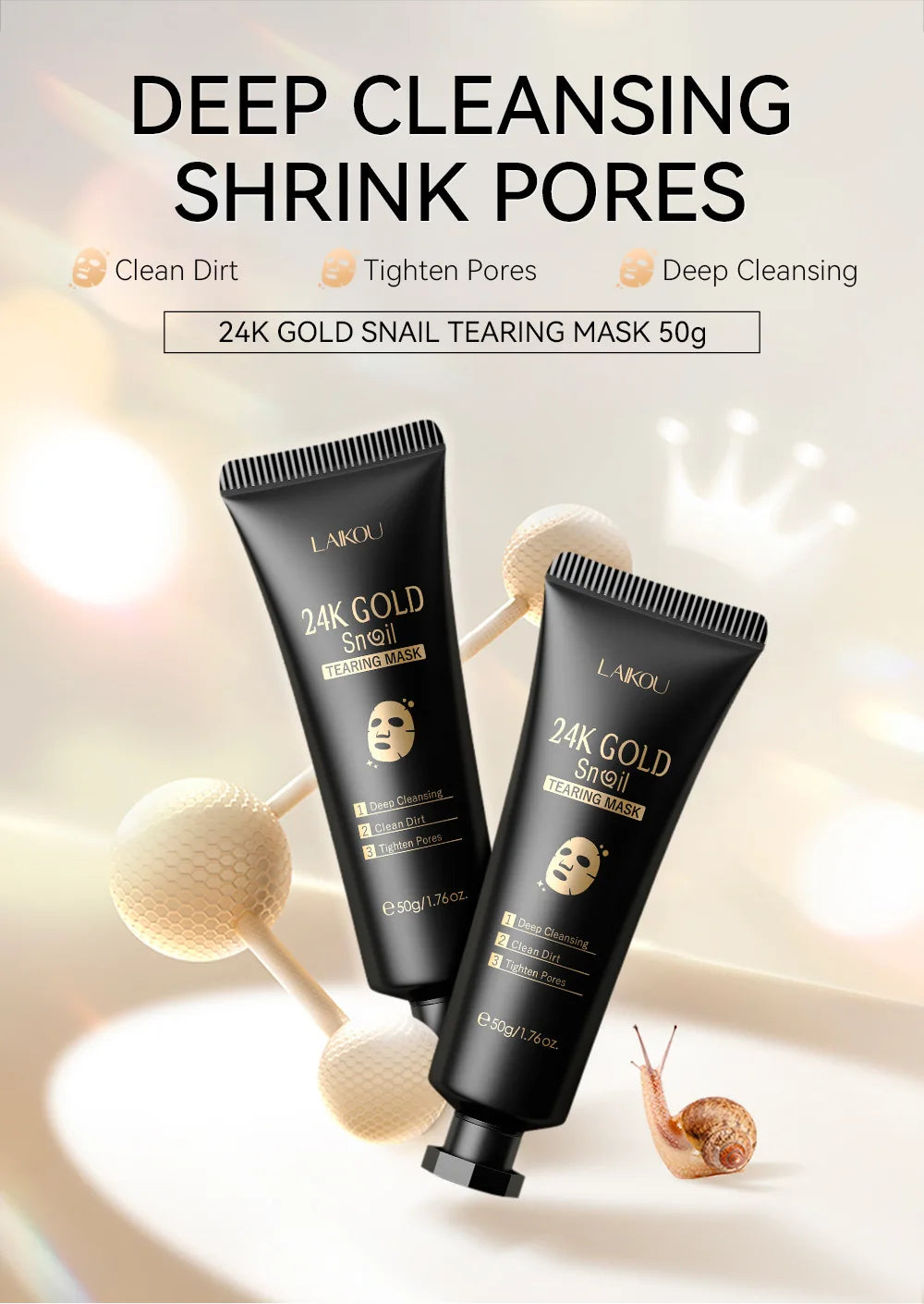 Masque Peeling Or 24K Sakura LAIKOU – Exfoliant & Éclat du Teint