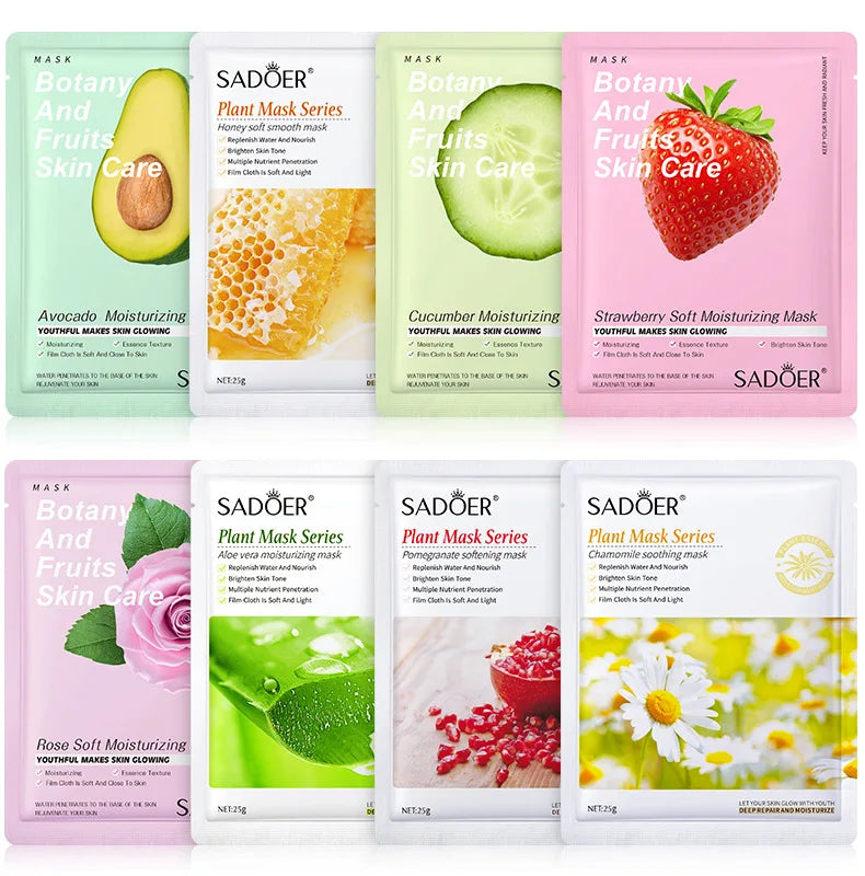Masque Visage Plantes Naturelles – Lot de 8 Pièces Hydratant & Éclat