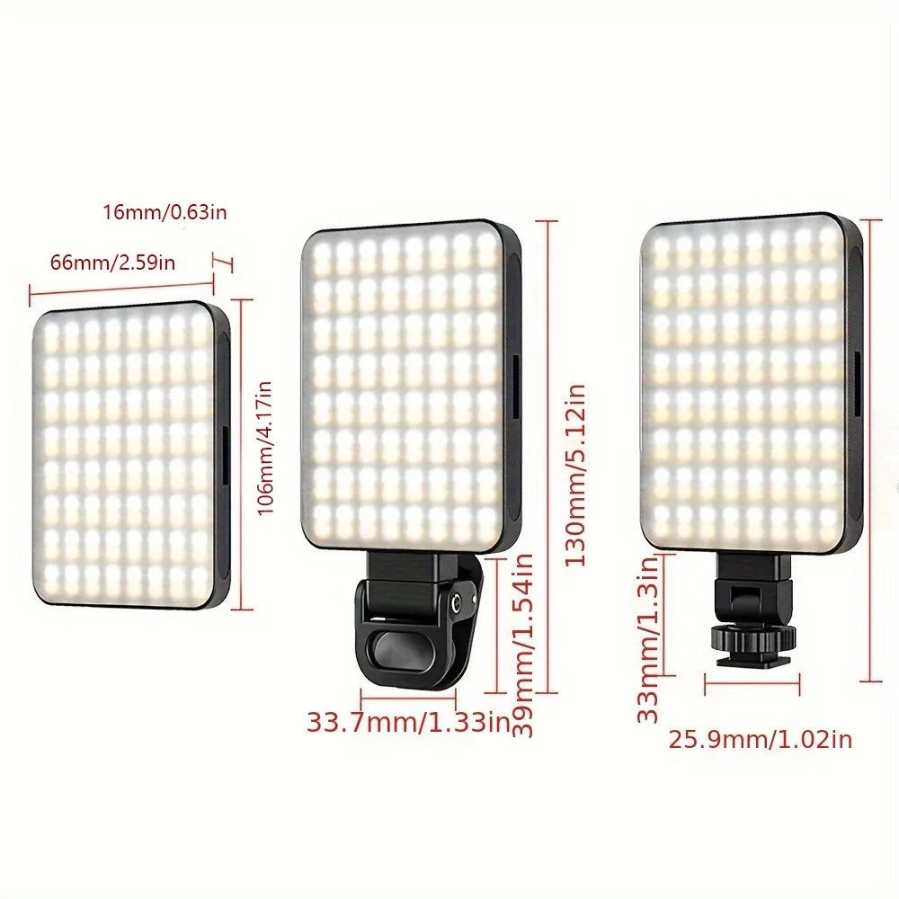 Lumière Selfie LED Magnétique Rechargeable – 3 Modes, 120 LEDs, Clip Universel pour Téléphone & Ordinateur