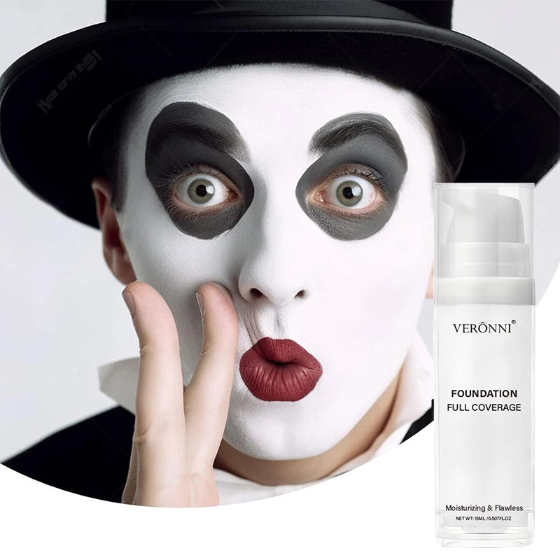 Fond de Teint Liquide Blanc, Couvrance Totale Longue Durée, Formule Crémeuse pour Maquillage Gothique, Cosplay, Fini Mat