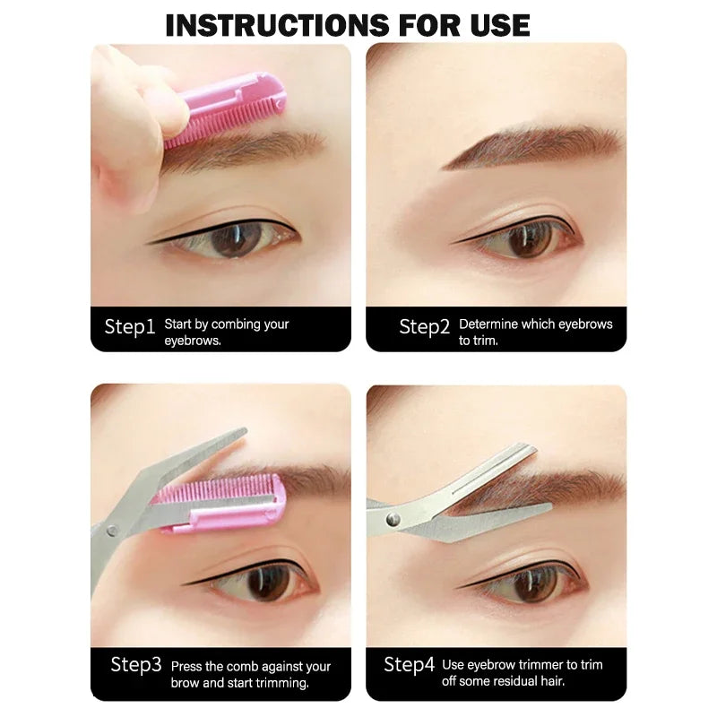 Ciseaux à Sourcils avec Peigne – Accessoires Maquillage en Acier Inoxydable pour Femmes